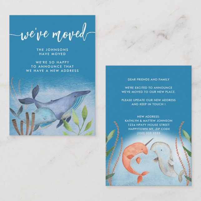 Coastal Blue Whale Home Moving Announcement (Front/Back)