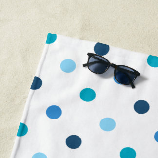 Coastal Blue White Polka Dot Pattern Design Beach Towel