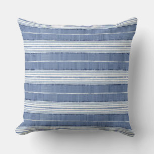 Coastal Blue White Striped Cushion