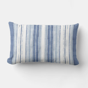 Coastal Blue White Striped Lumbar Cushion