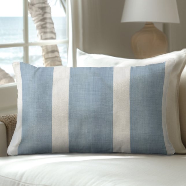Coastal Blue & White Stripes  Lumbar Cushion (Creator Uploaded)