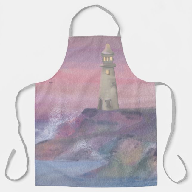 Coastal Bluff Lighthouse With Pink Sky Apron (Front)