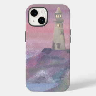 Coastal Bluff Lighthouse With Pink Sky Case-Mate iPhone 14 Case