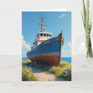 Coastal Boat Fathers Day Card