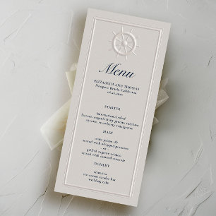 Coastal Boat Helm Faux Embossed Formal Wedding Menu