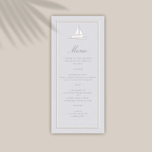 Coastal Boat Nautical Faux Embossed Formal Wedding Menu