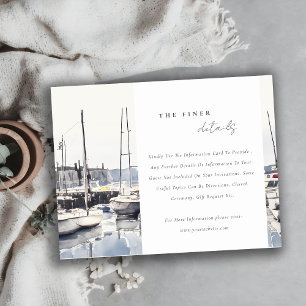 Coastal Boats at Harbour Seascape Wedding Details Enclosure Card