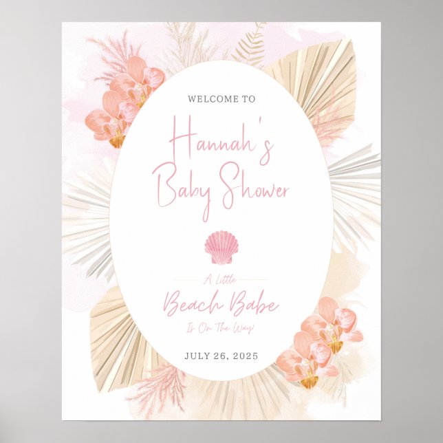Coastal Boho Girl Baby Shower Sign (Front)