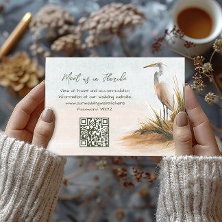 Coastal Boho Wedding Website Egret Design RSVP Card