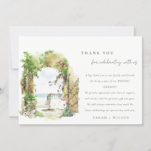 Coastal Botanical Arch Sand Beach Seascape Wedding Thank You Card