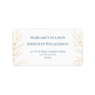 Coastal Botanical Ocean Blue Sand Wedding Address Label