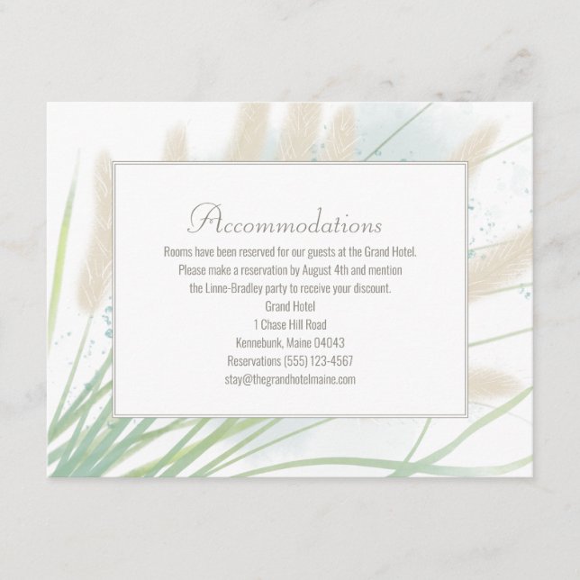 Coastal Botanical Wedding Enclosure Cards (Front)