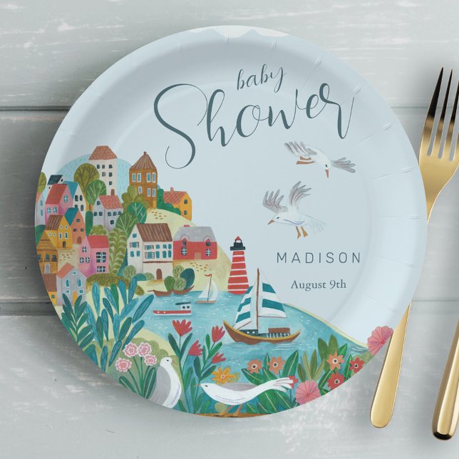 Coastal boy baby shower party paper plate (Coastal boy baby shower party paper plates)