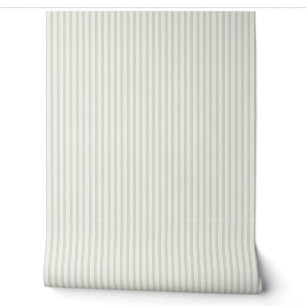 Coastal Breeze Fine Ticking Stripes Pale Sage Wallpaper