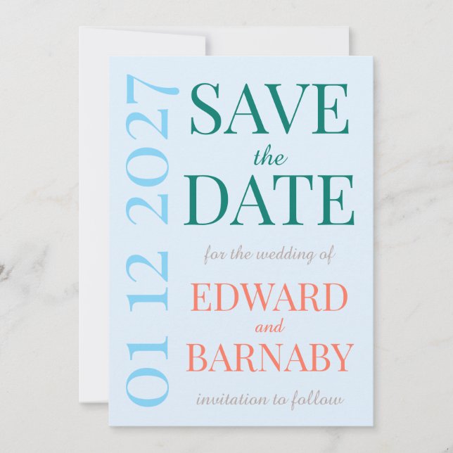 Coastal Breeze typography wedding Save The Date (Front)