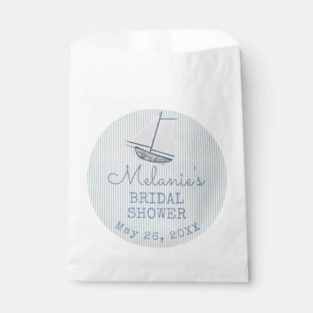 Coastal Bridal Shower Boat Stripe  Favour Bag (Front)