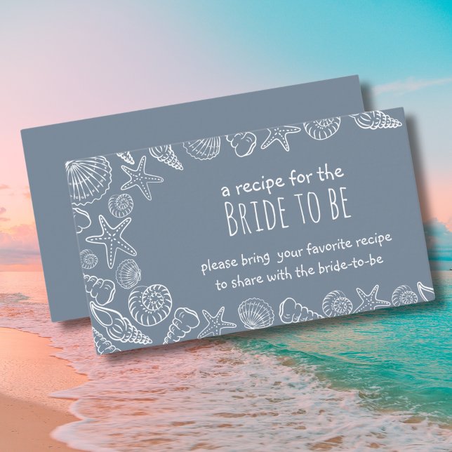 Coastal Bridal Shower Share A Recipe Enclosure Card (Creator Uploaded)