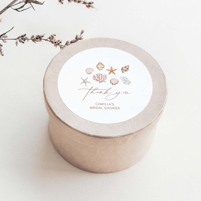 Coastal Bridal Shower Thank You Classic Round Sticker (Creator Uploaded)