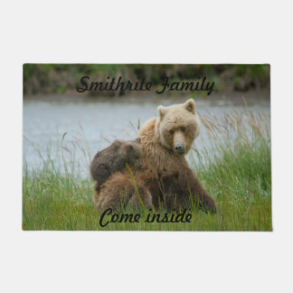 Coastal Brown Bear Sow and Triplets Doormat