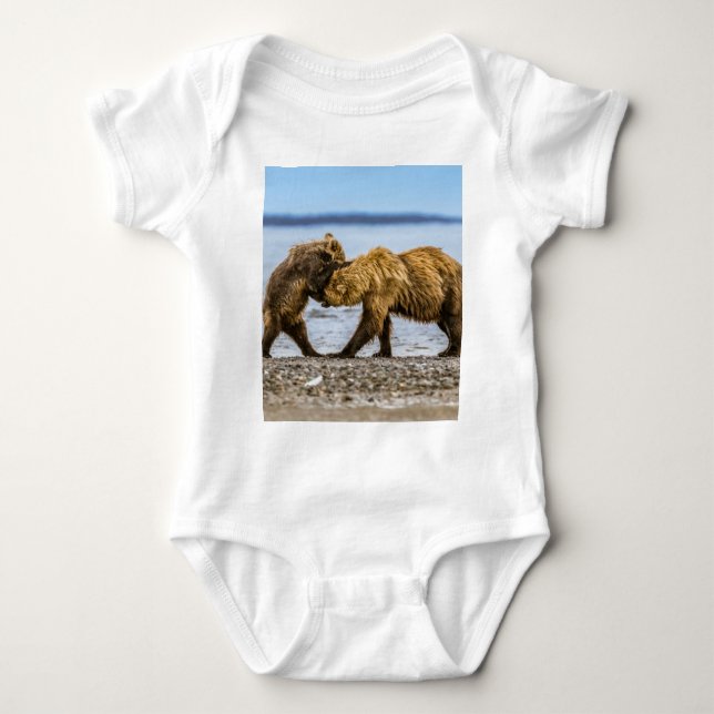 Coastal brown bears baby bodysuit (Front)