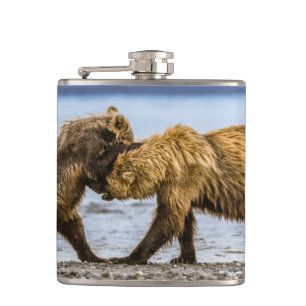 Coastal brown bears hip flask