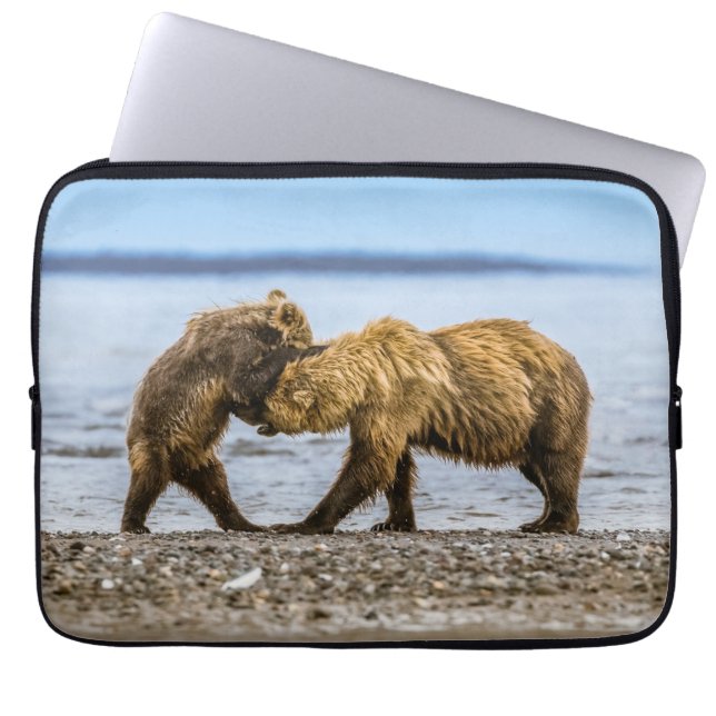 Coastal brown bears laptop sleeve (Front)