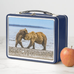 Coastal brown bears metal lunch box