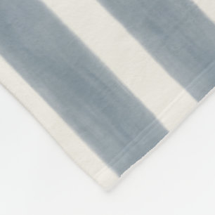 Coastal Cabana Stripe Pattern in Sea Glass Blue Fleece Blanket