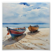 "Coastal Calm" A Restful Watercolour Boat Seascape