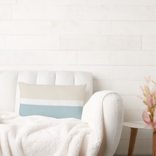 Coastal Calm Blue & White Modern Colour Block Lumbar Cushion