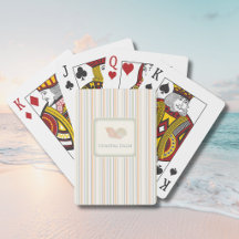 Coastal Calm Stripes & Seashells Playing Cards