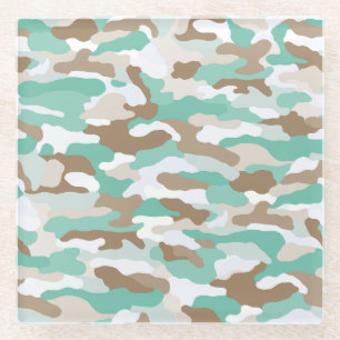 Coastal Camouflage Glass Coaster