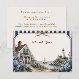 Coastal Cape Cod Cottage Wedding Thank You Card
