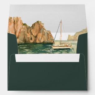 Coastal Capri Pine Green Wedding Return Address  Envelope