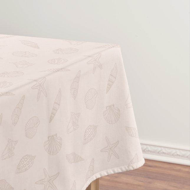 Coastal Charm Shell Pink Tablecloth (In Situ)