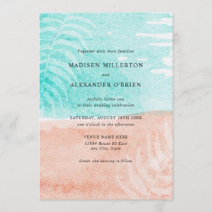 Coastal Charm Watercolor Wedding Invitation