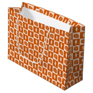 Coastal Check Pattern Orange Large Gift Bag