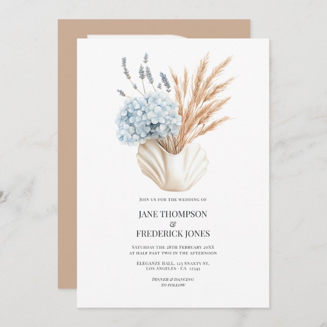 Coastal Chic Autumn - Fall Wedding Photo QR Code Invitation (Front/Back)