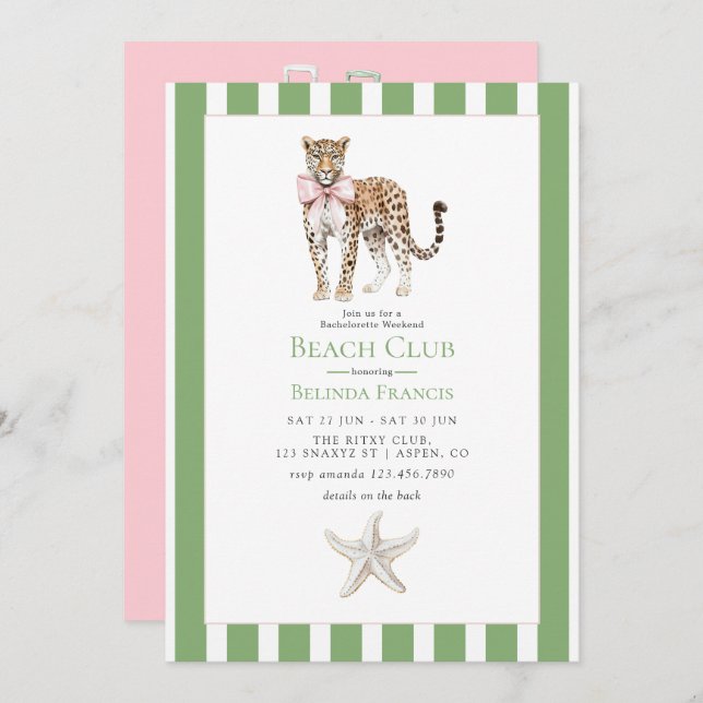 Coastal Chic Beach Club Bachelorette Weekend Invitation (Front/Back)