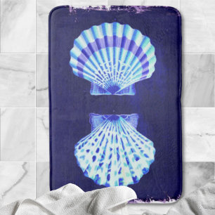 coastal chic beach rustic nautical blue seashells bath mat