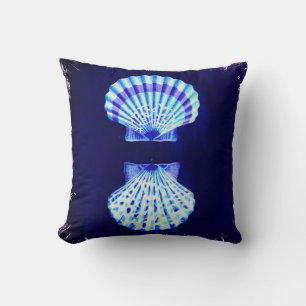 coastal chic beach rustic nautical blue seashells cushion