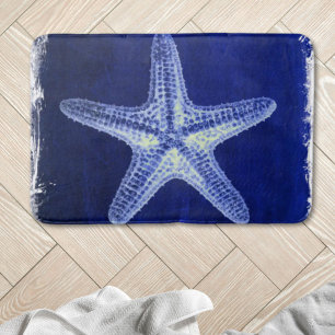 coastal chic beach rustic nautical blue starfish bath mat
