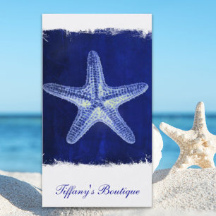 coastal chic beach rustic nautical blue starfish business card