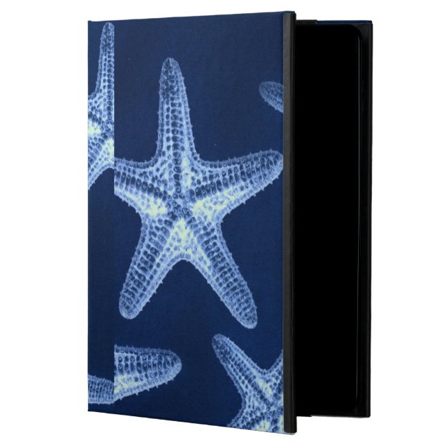 coastal chic beach rustic nautical blue starfish cover for iPad air (Front)
