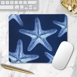 coastal chic beach rustic nautical blue starfish mouse pad