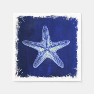 coastal chic beach rustic nautical blue starfish napkin