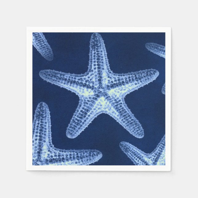 coastal chic beach rustic nautical blue starfish napkin (Front)