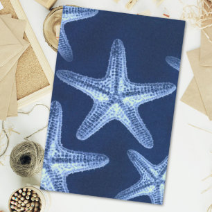 coastal chic beach rustic nautical blue starfish tissue paper
