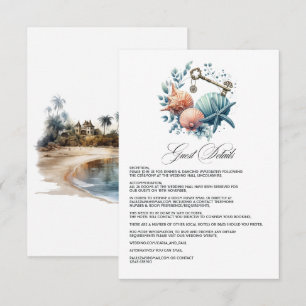 Coastal Chic Beach Wedding Guest Details Enclosure Card