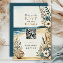 Coastal Chic Beach Wedding QR Code Details and